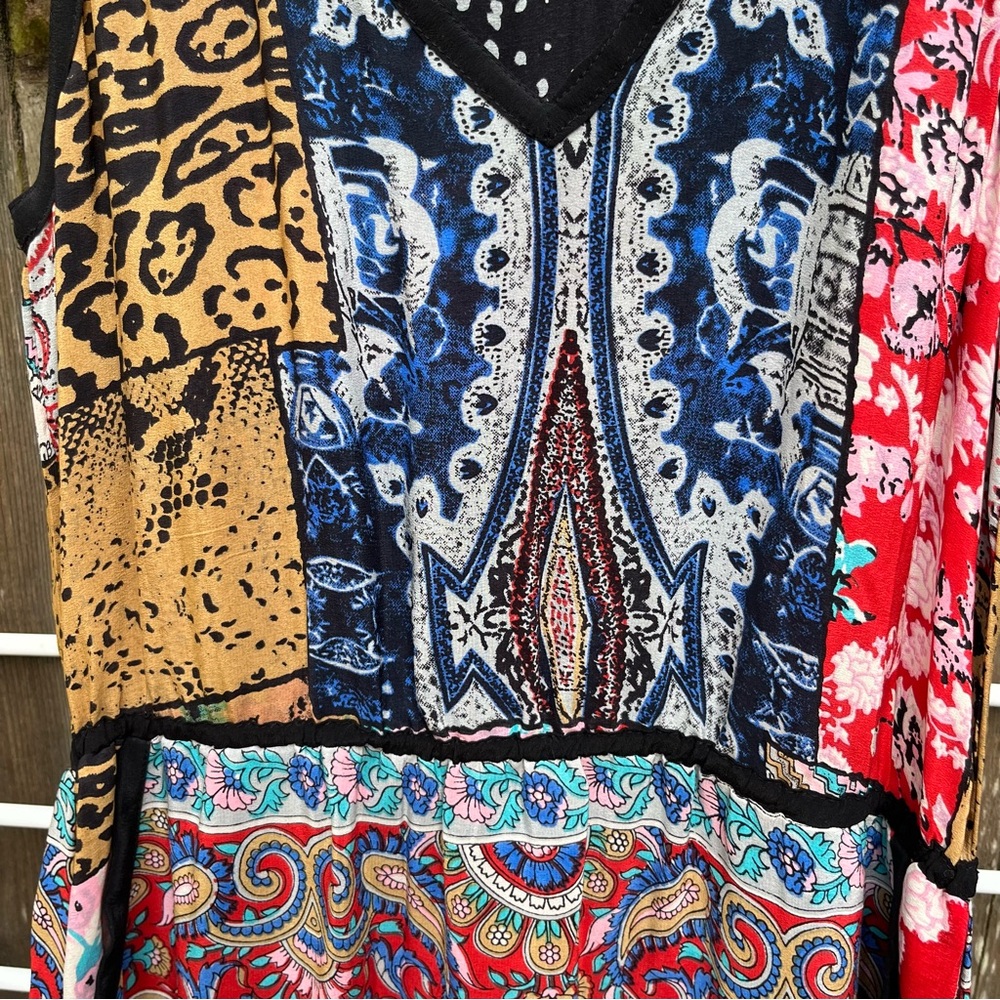 Tolani 100% Silk Multicolor Patchwork Sleeveless … - image 10